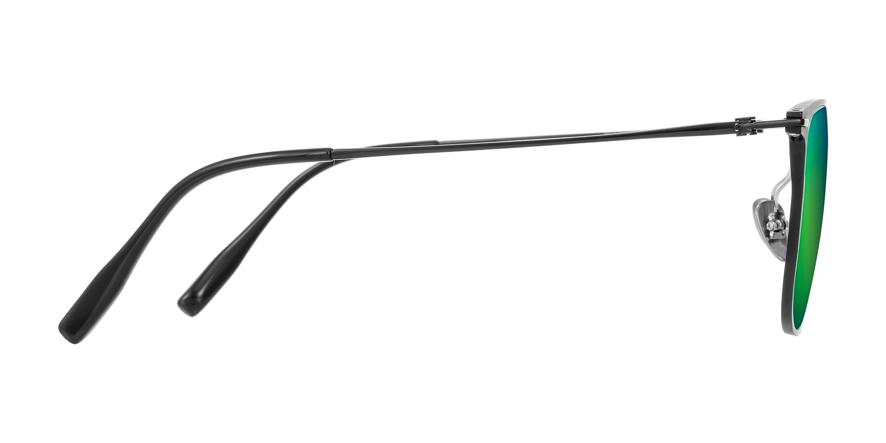 Side of Moua in Black with Green Mirrored Lenses