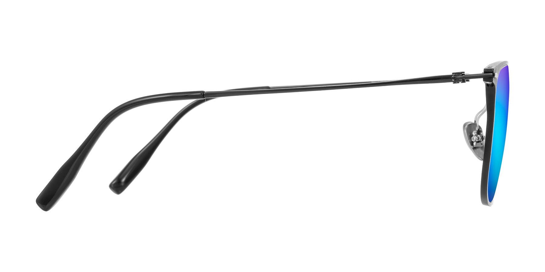 Side of Moua in Black with Blue Mirrored Lenses