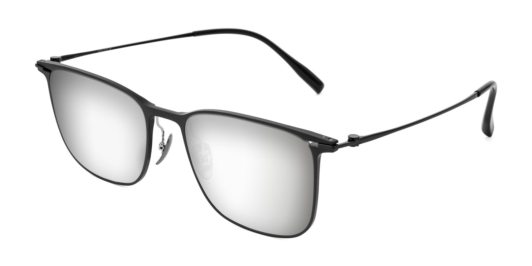 Angle of Moua in Black with Silver Mirrored Lenses