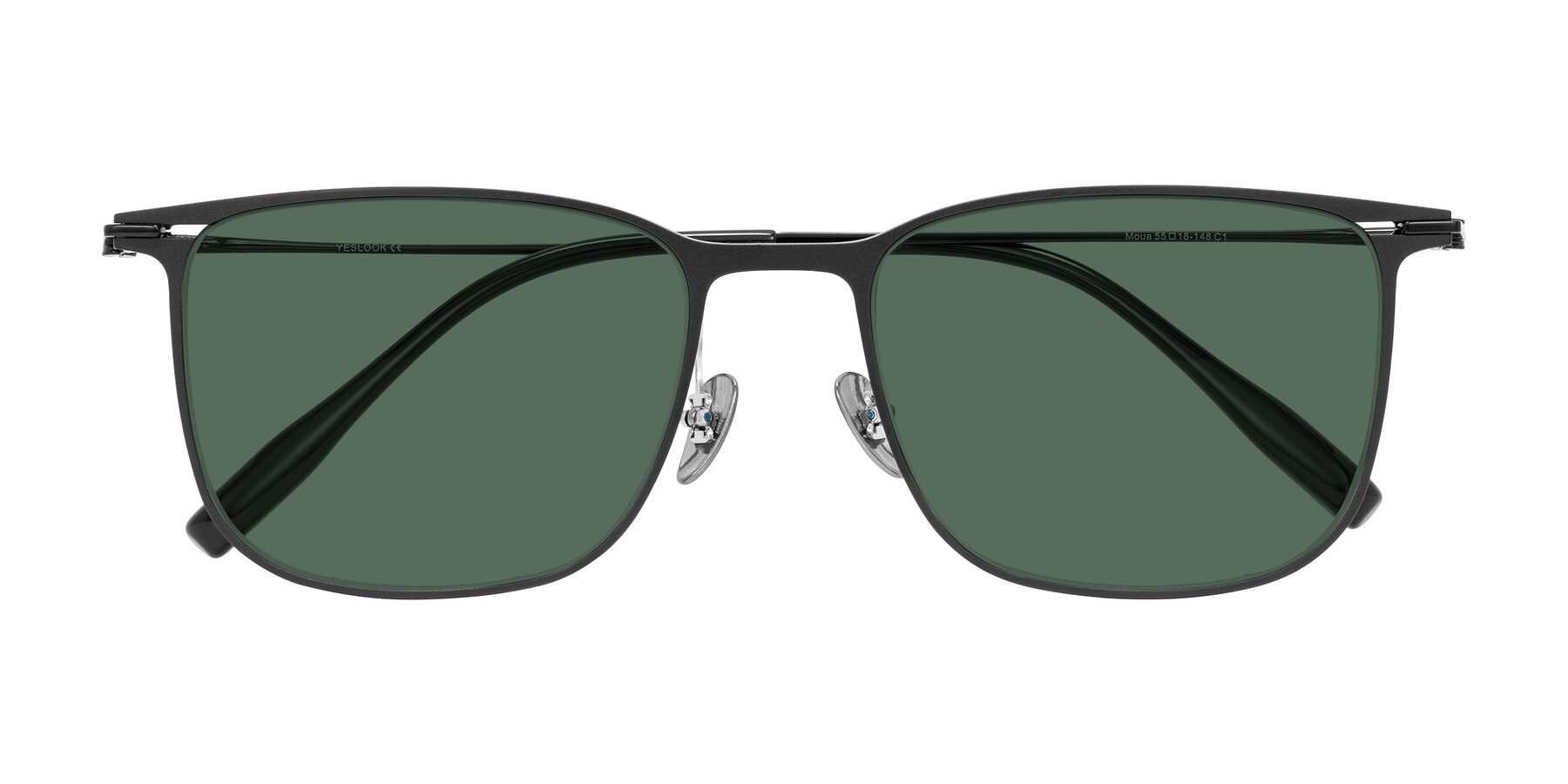 Folded Front of Moua in Black with Green Polarized Lenses