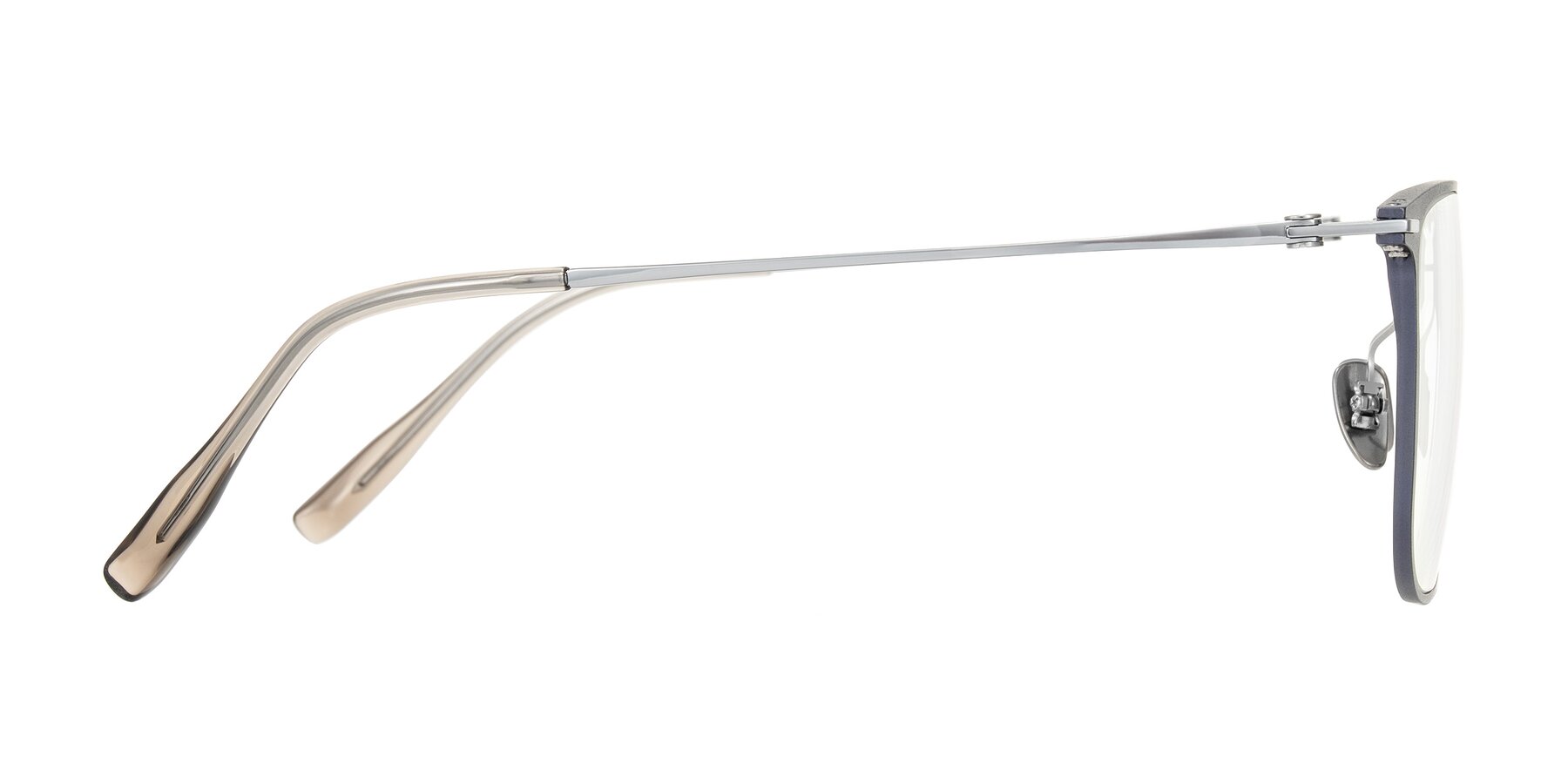 Side of Moua in Gray/Silver with Clear Eyeglass Lenses