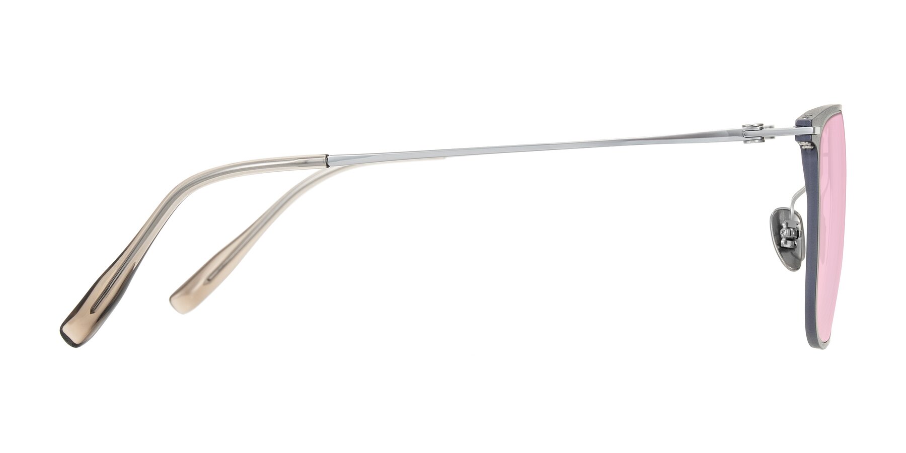 Side of Moua in Gray/Silver with Light Pink Tinted Lenses