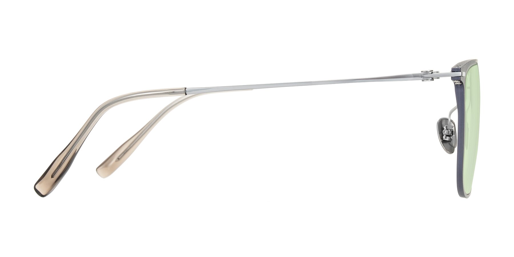 Side of Moua in Gray/Silver with Light Green Tinted Lenses