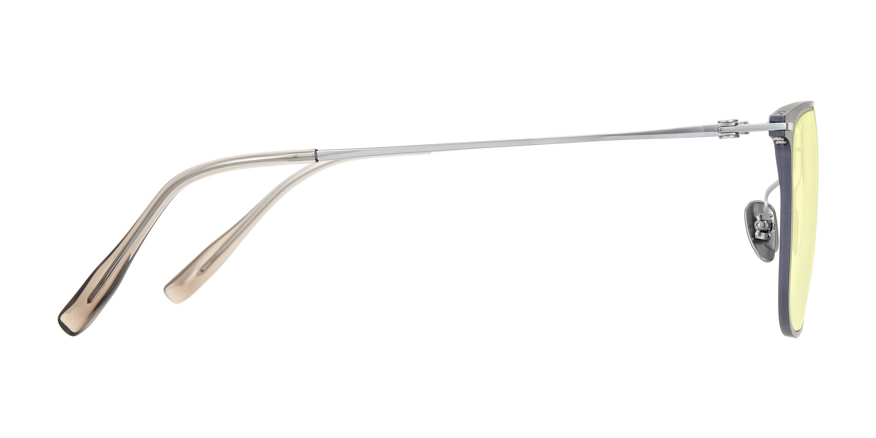 Side of Moua in Gray/Silver with Light Yellow Tinted Lenses