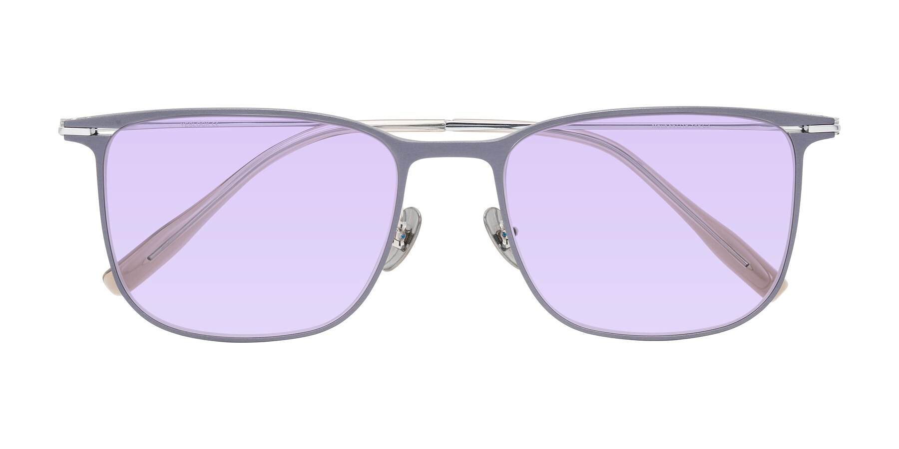 Folded Front of Moua in Gray/Silver with Light Purple Tinted Lenses