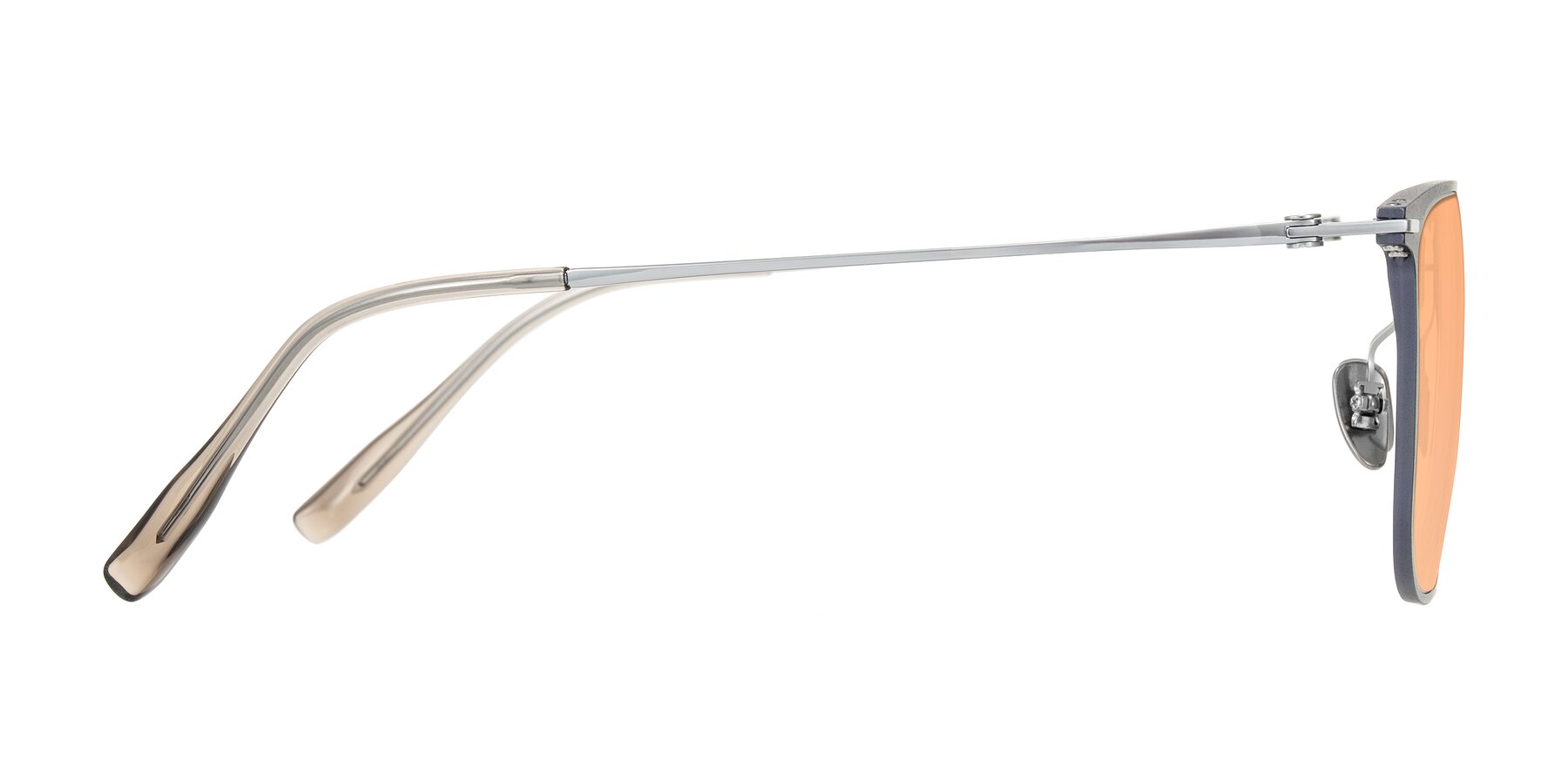 Side of Moua in Gray/Silver with Light Orange Tinted Lenses