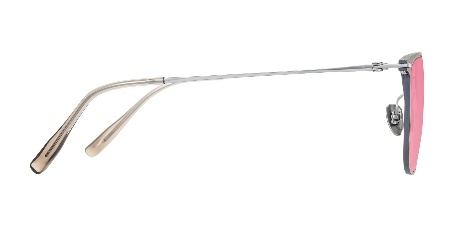 Side of Moua in Gray/Silver with Pink Tinted Lenses