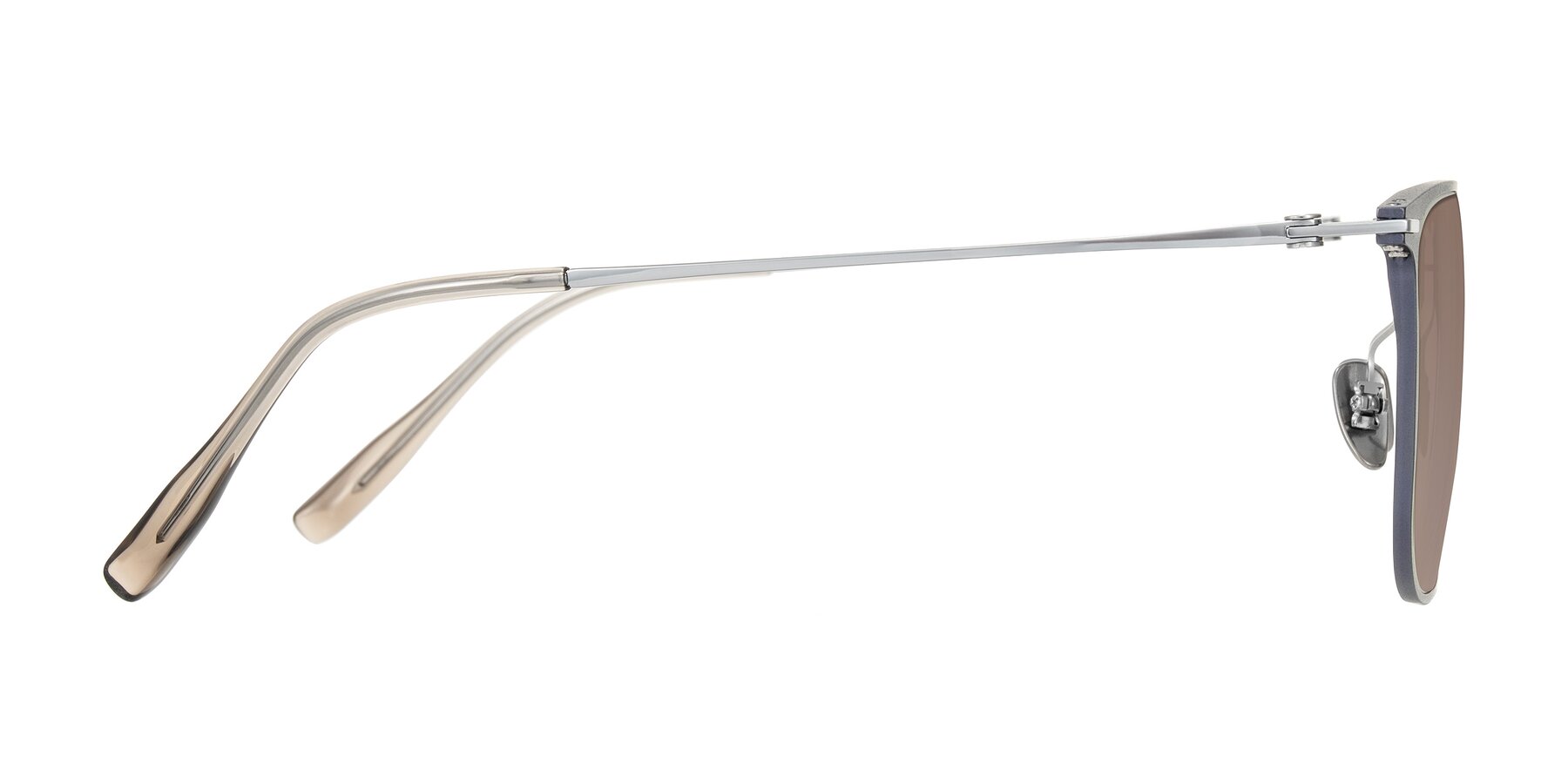 Side of Moua in Gray/Silver with Medium Brown Tinted Lenses