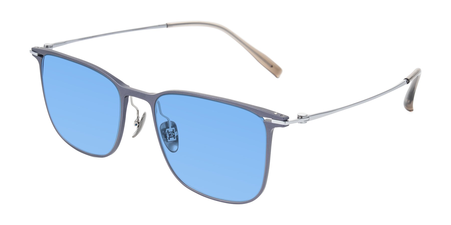 Angle of Moua in Gray/Silver with Medium Blue Tinted Lenses