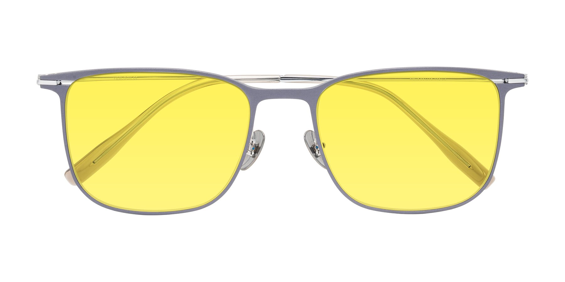 Folded Front of Moua in Gray/Silver with Medium Yellow Tinted Lenses
