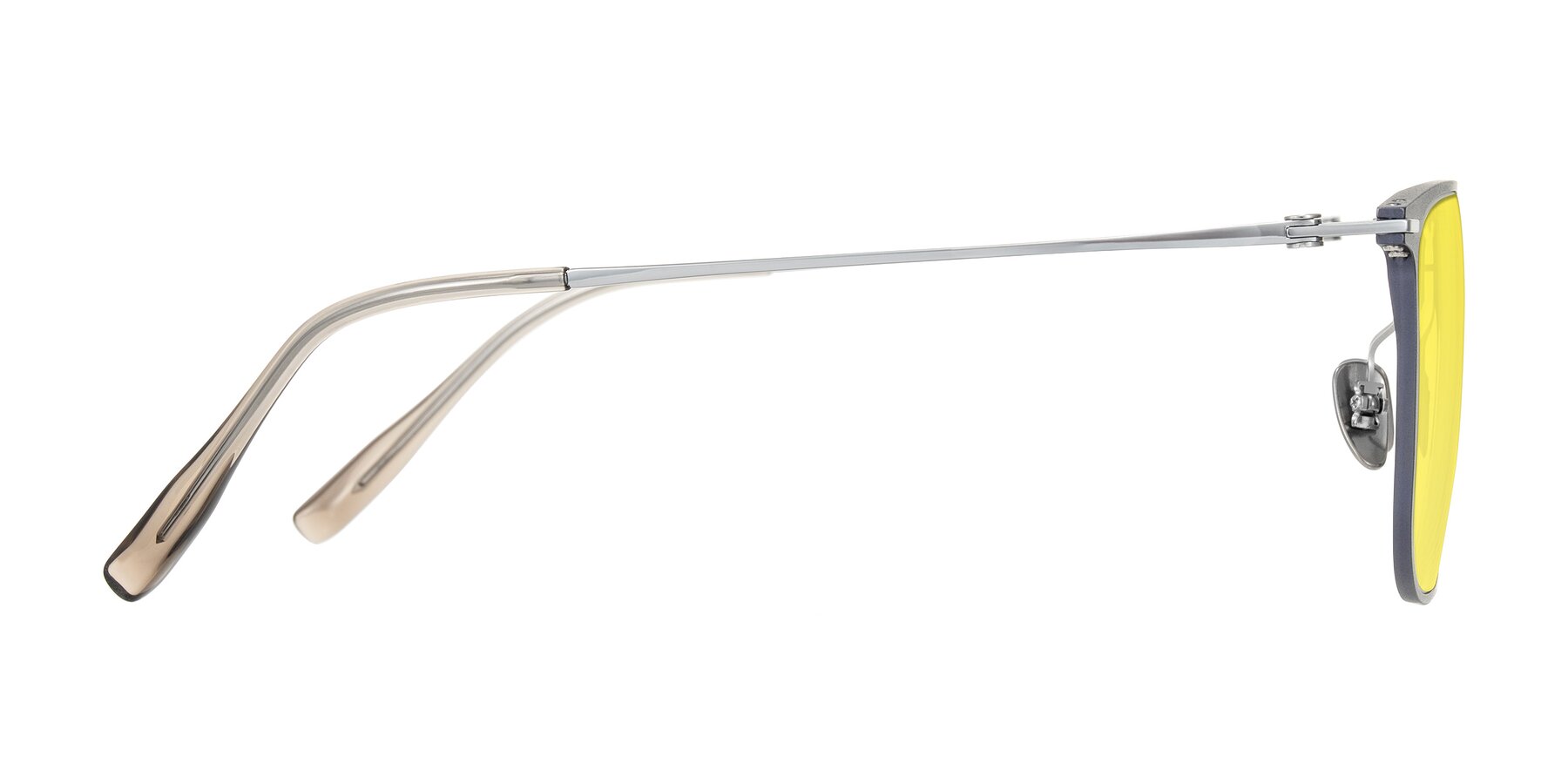 Side of Moua in Gray/Silver with Medium Yellow Tinted Lenses