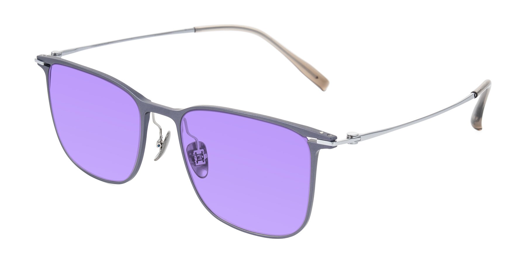 Angle of Moua in Gray/Silver with Medium Purple Tinted Lenses