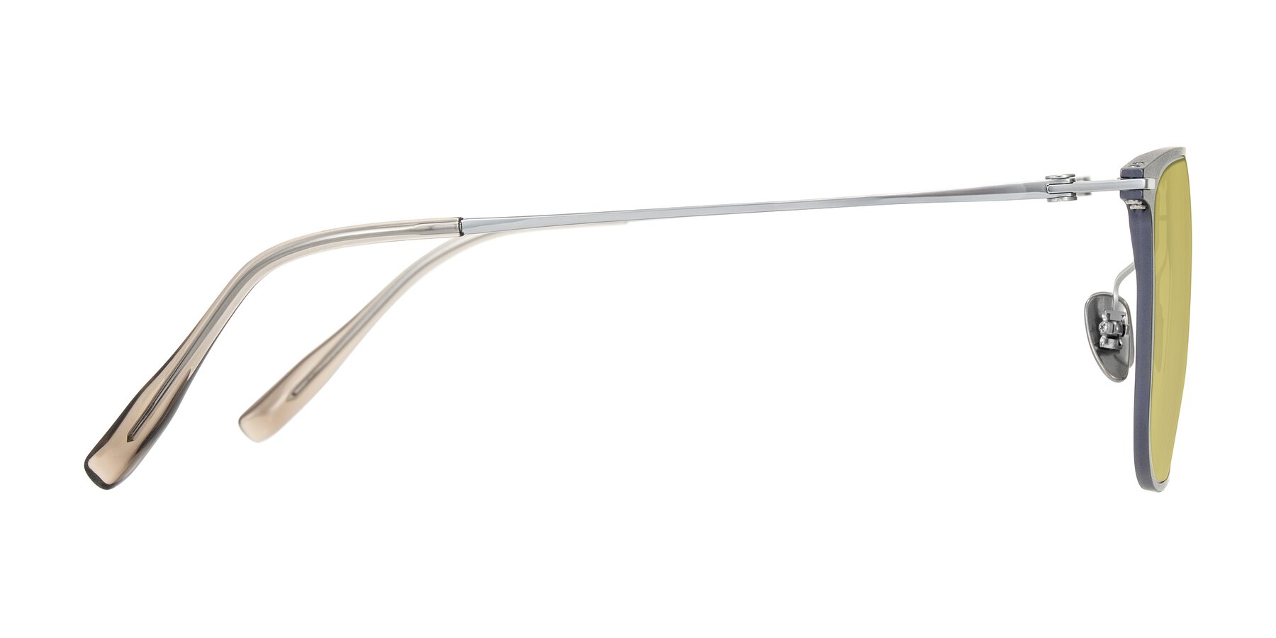 Side of Moua in Gray/Silver with Medium Champagne Tinted Lenses