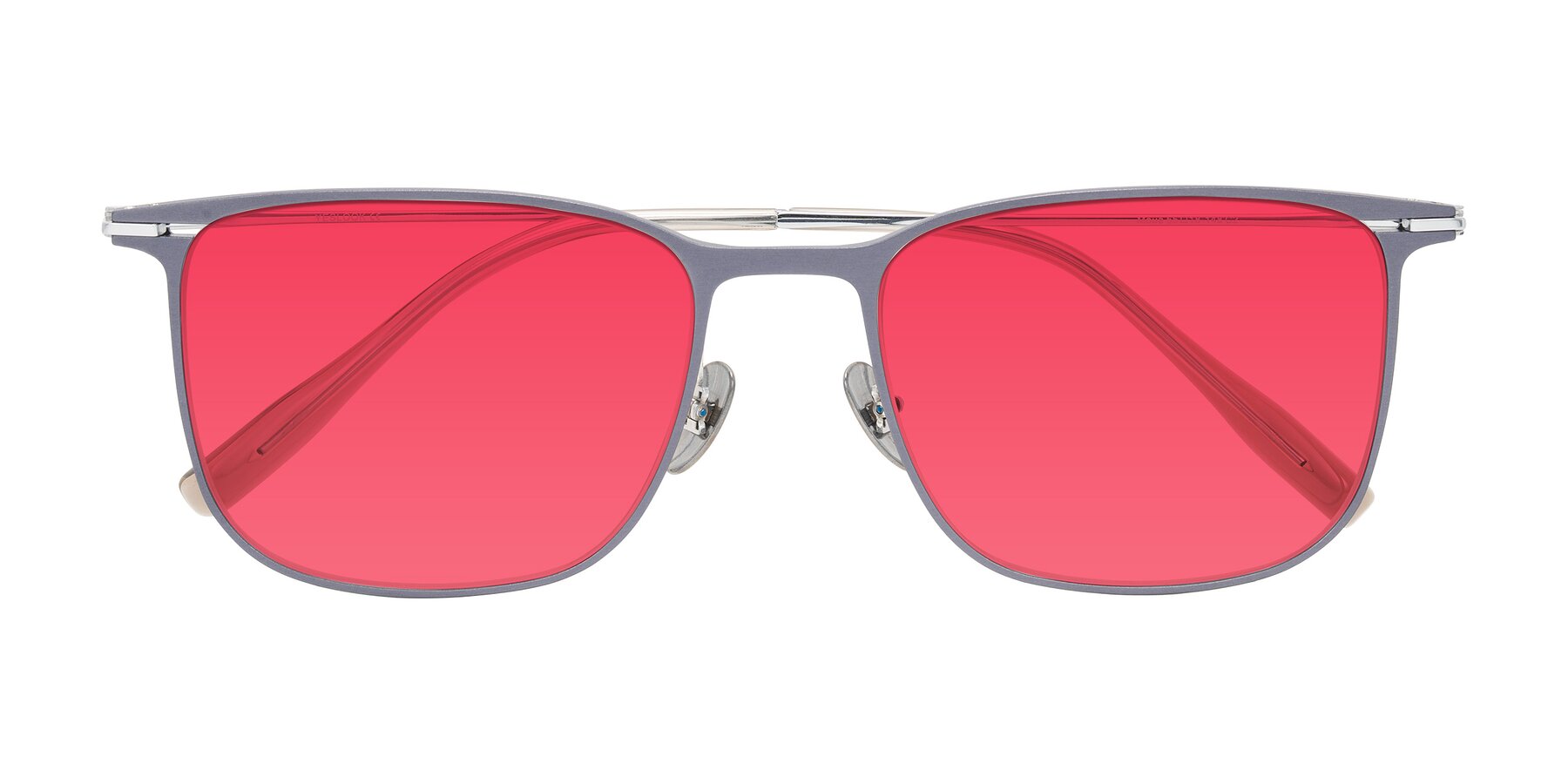 Folded Front of Moua in Gray/Silver with Red Tinted Lenses