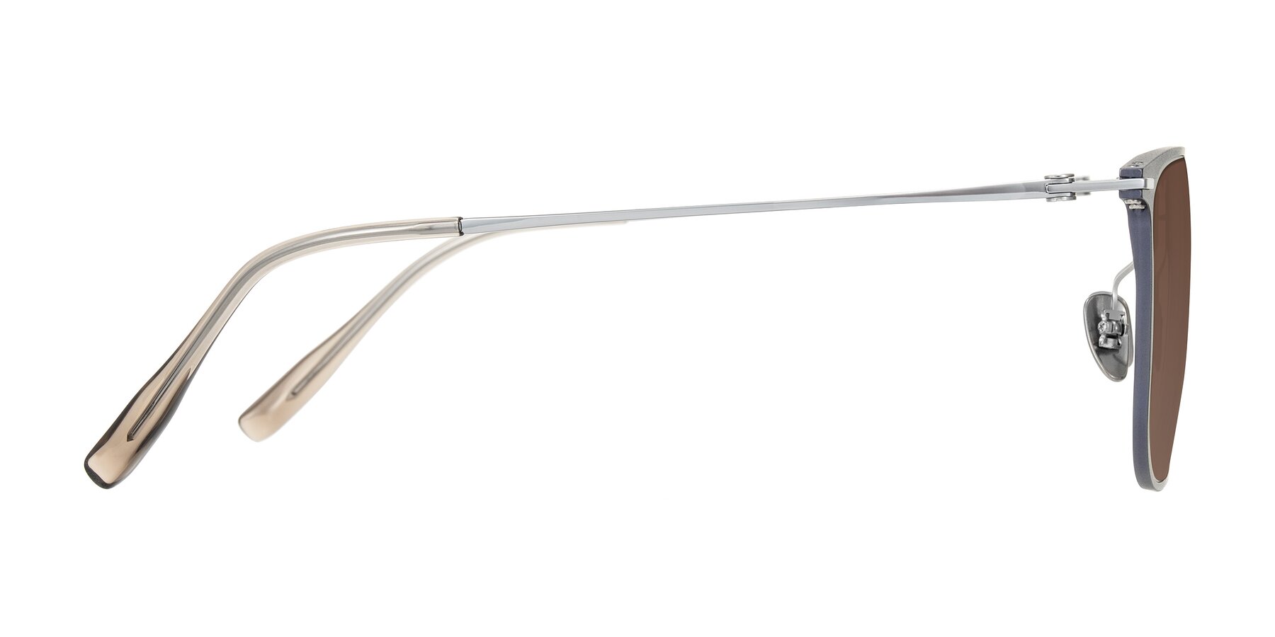 Side of Moua in Gray/Silver with Brown Tinted Lenses