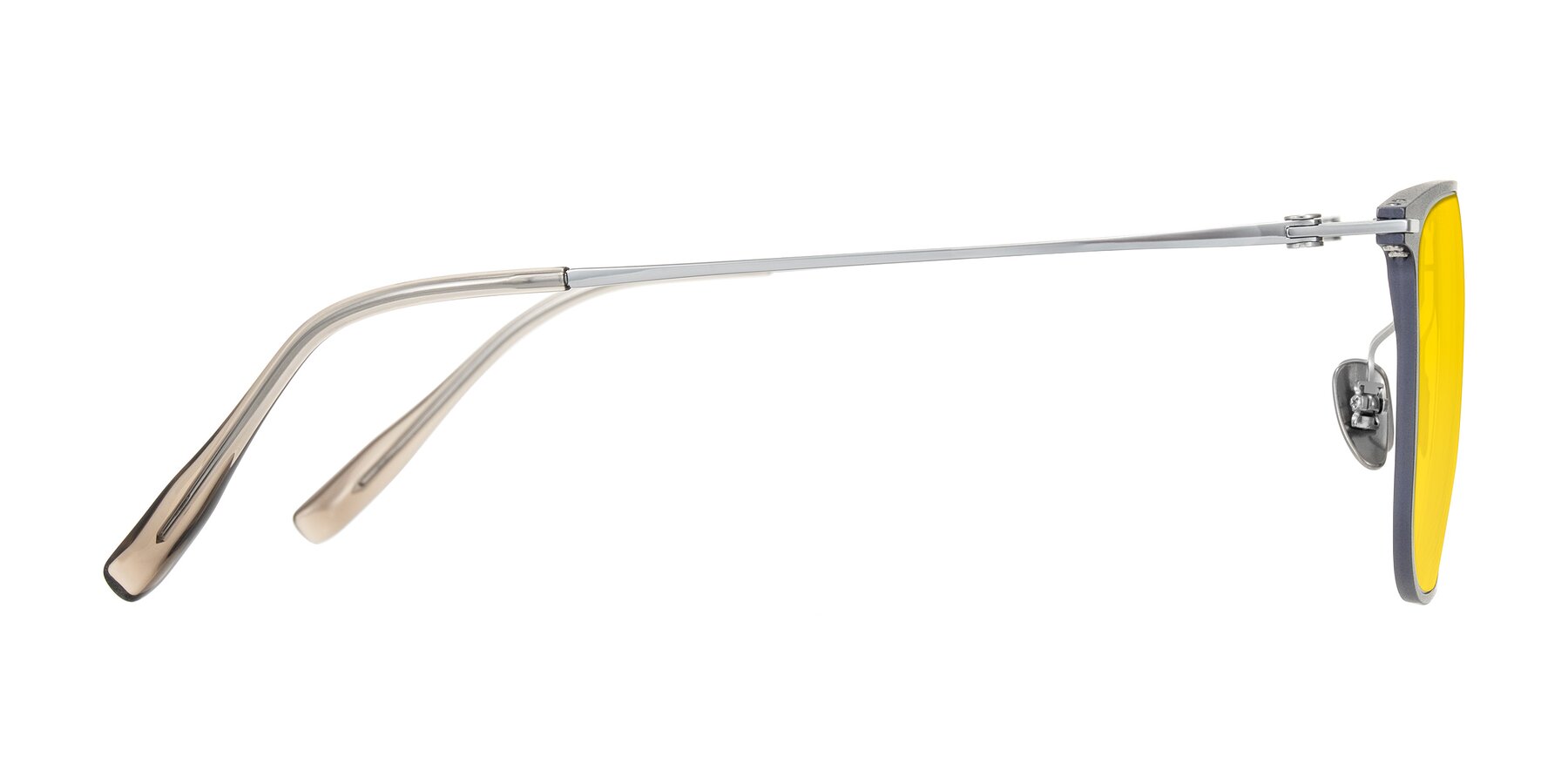Side of Moua in Gray/Silver with Yellow Tinted Lenses