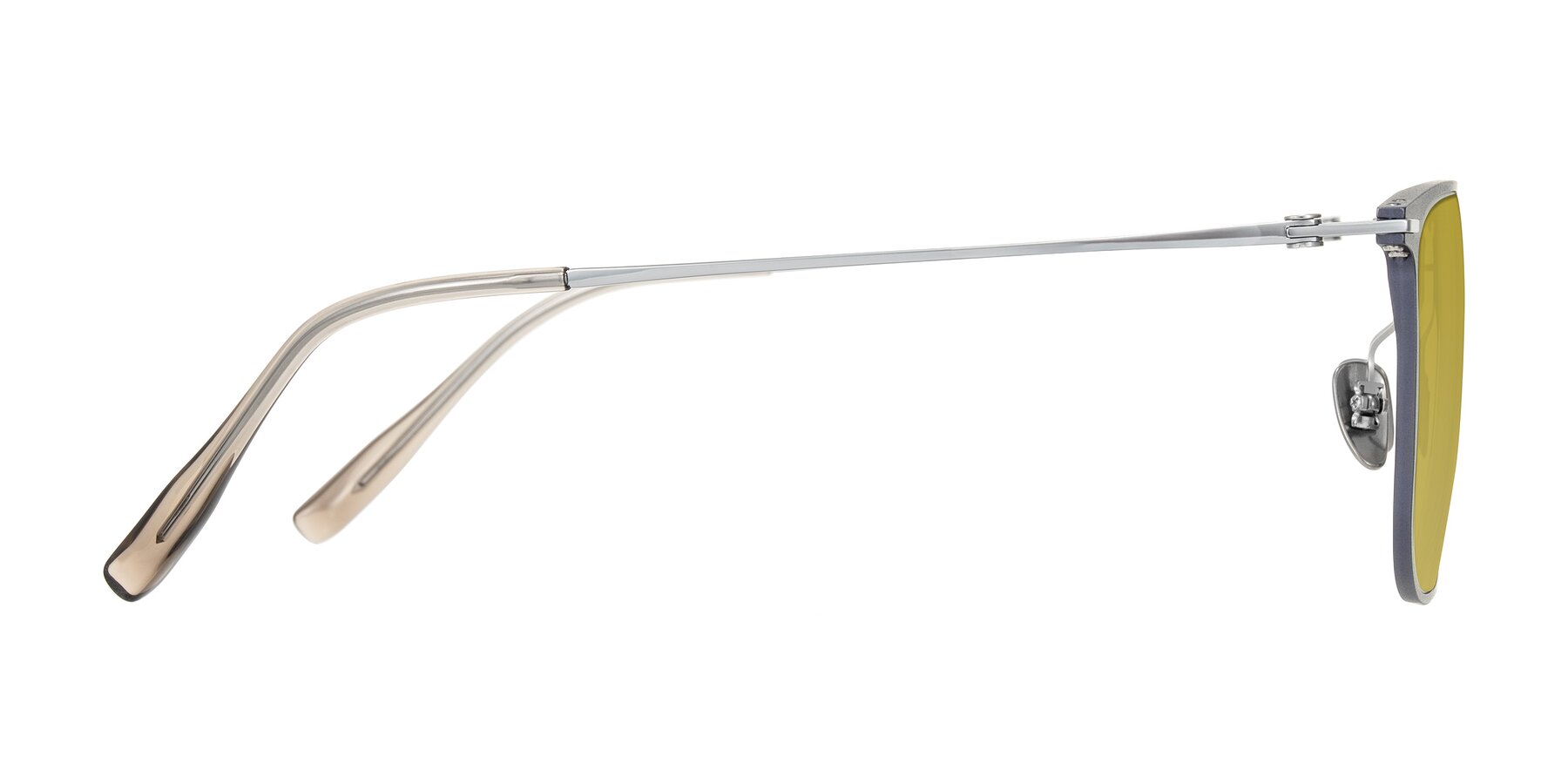 Side of Moua in Gray/Silver with Champagne Tinted Lenses