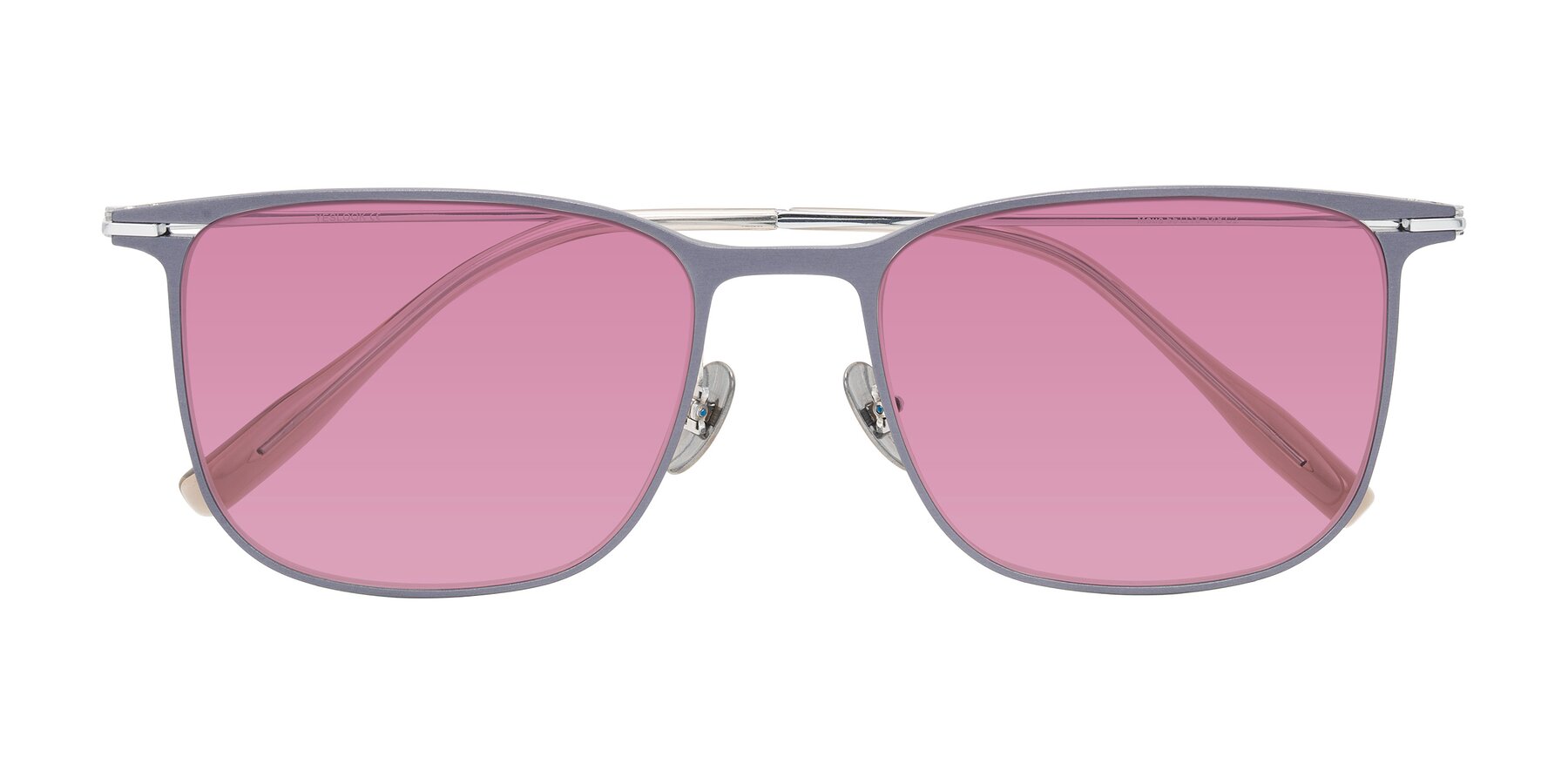 Folded Front of Moua in Gray/Silver with Medium Wine Tinted Lenses