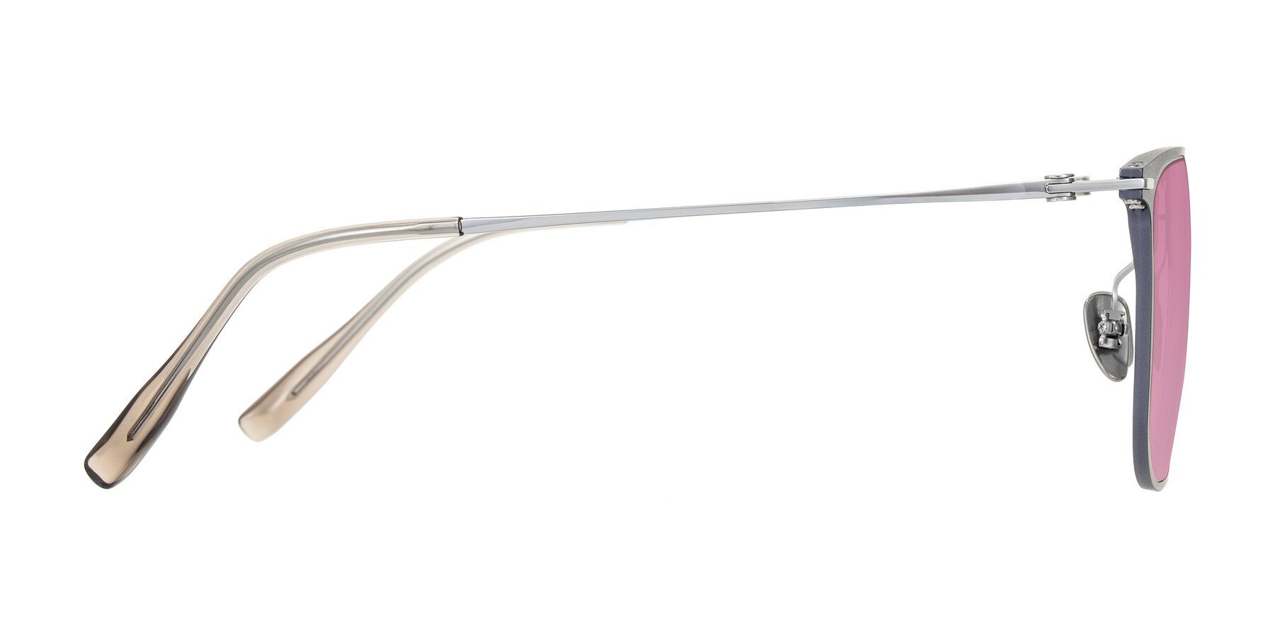 Side of Moua in Gray/Silver with Medium Wine Tinted Lenses