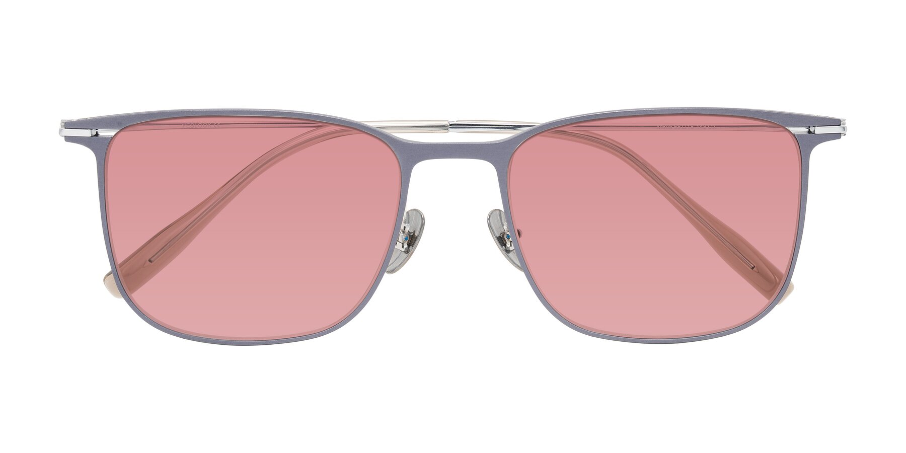 Folded Front of Moua in Gray/Silver with Medium Garnet Tinted Lenses