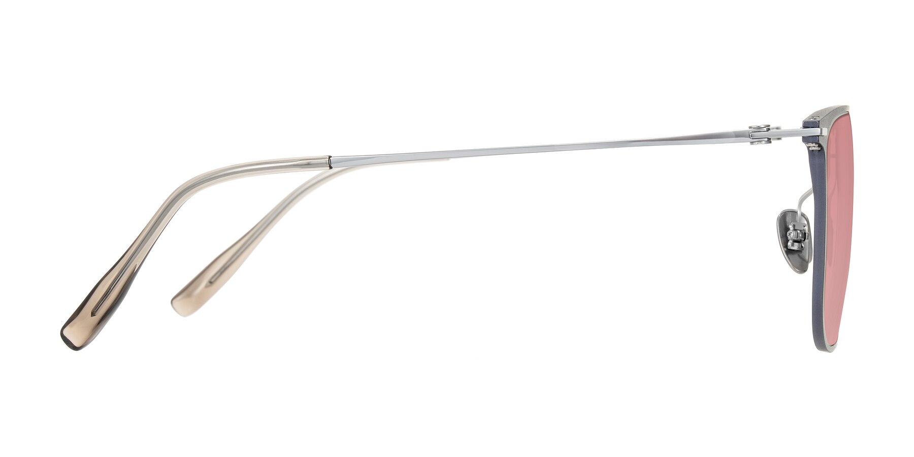 Side of Moua in Gray/Silver with Medium Garnet Tinted Lenses