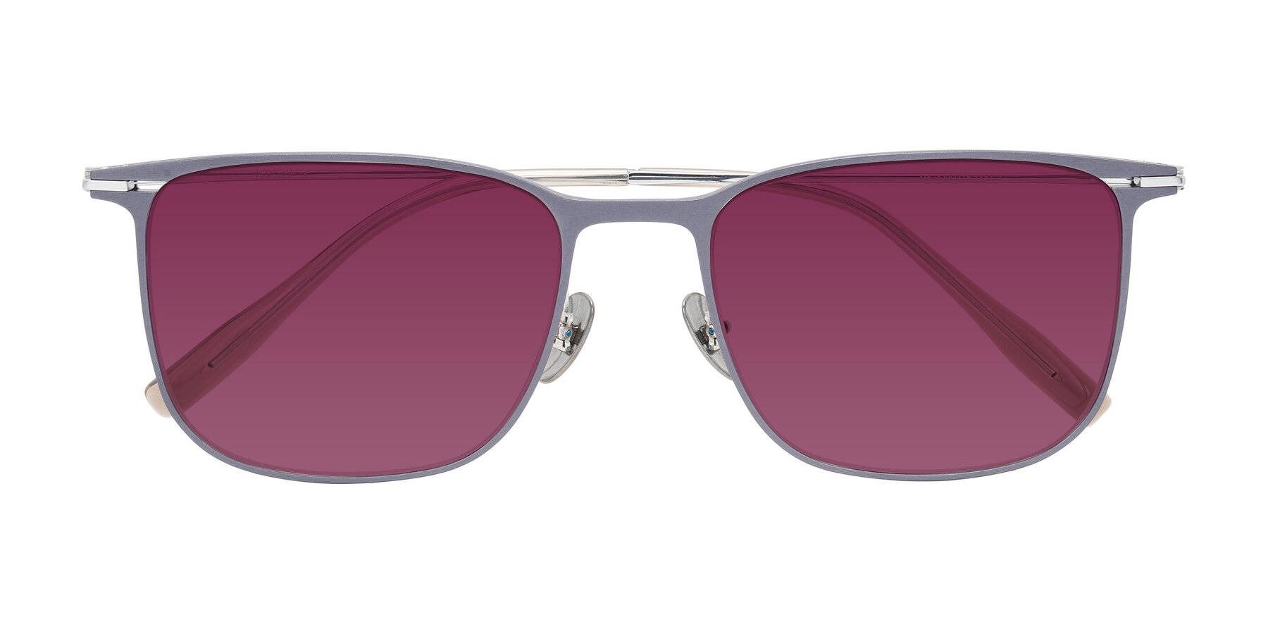 Folded Front of Moua in Gray/Silver with Wine Tinted Lenses