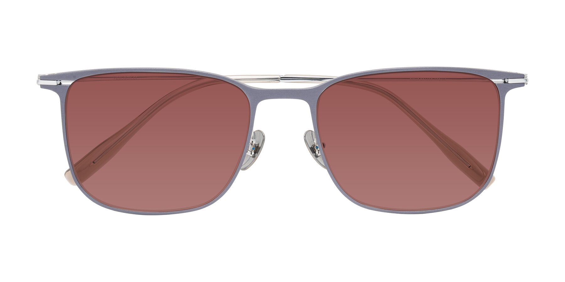 Folded Front of Moua in Gray/Silver with Garnet Tinted Lenses
