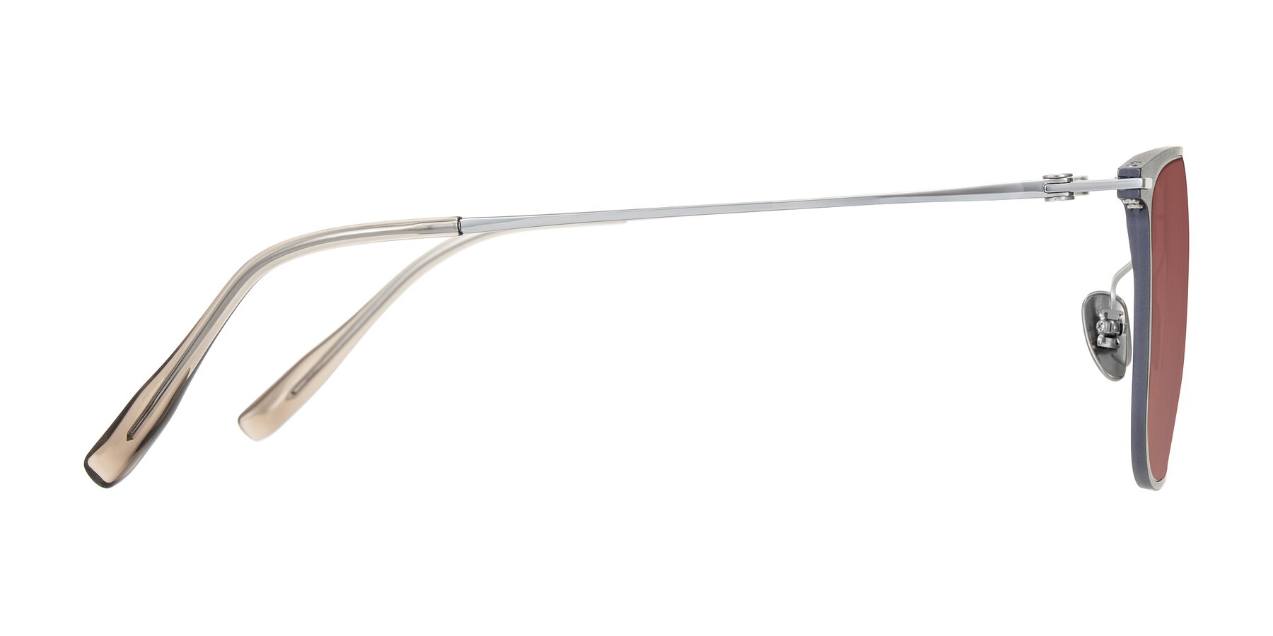 Side of Moua in Gray/Silver with Garnet Tinted Lenses