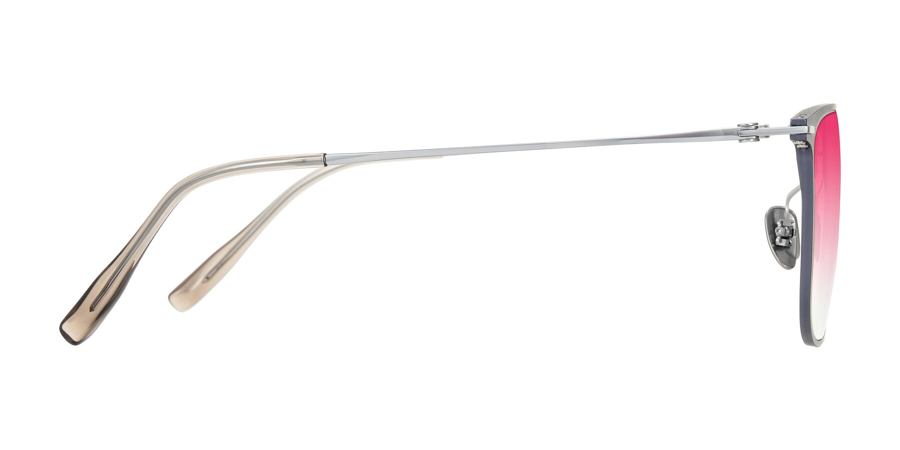Side of Moua in Gray/Silver with Pink Gradient Lenses