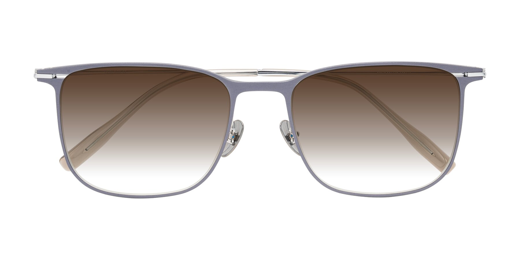 Folded Front of Moua in Gray/Silver with Brown Gradient Lenses