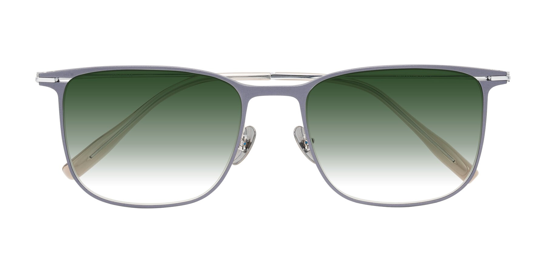 Folded Front of Moua in Gray/Silver with Green Gradient Lenses