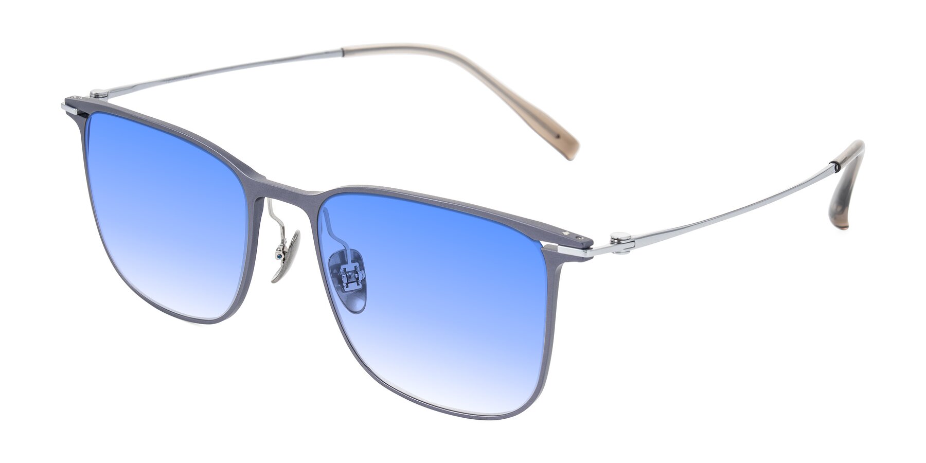 Angle of Moua in Gray/Silver with Blue Gradient Lenses