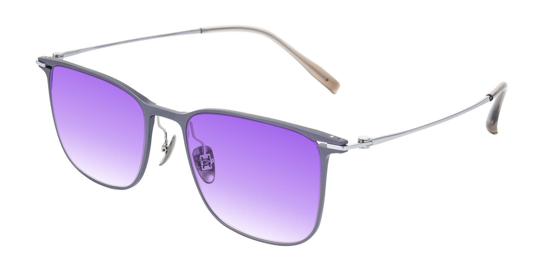 Angle of Moua in Gray/Silver with Purple Gradient Lenses