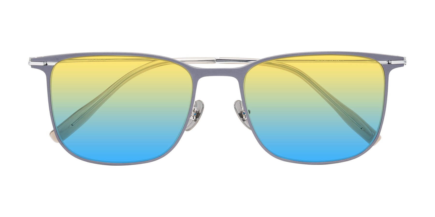 Folded Front of Moua in Gray/Silver with Yellow / Blue Gradient Lenses