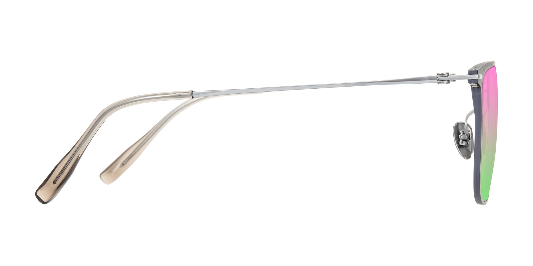 Side of Moua in Gray/Silver with Pink / Green Gradient Lenses