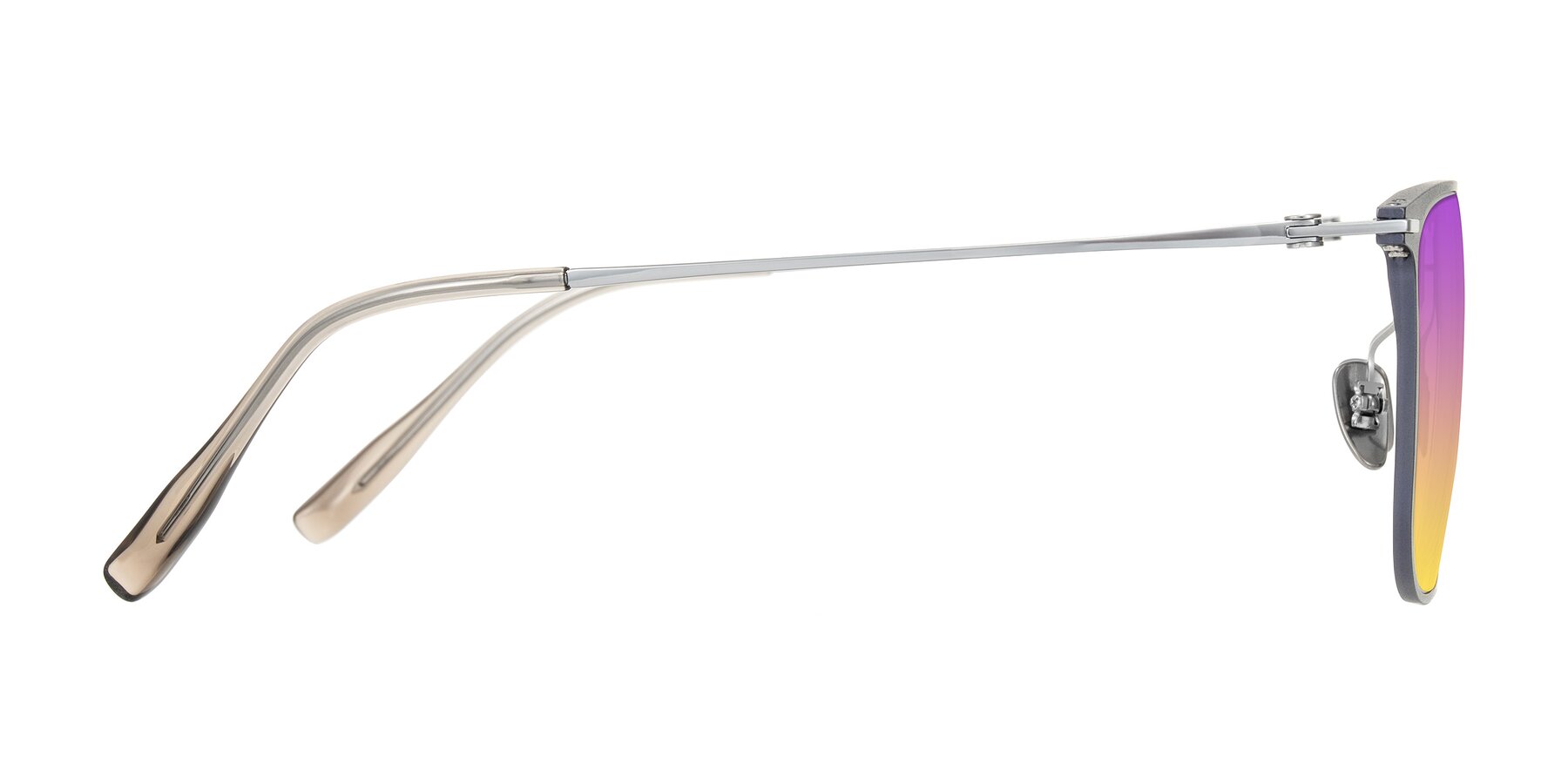 Side of Moua in Gray/Silver with Purple / Yellow Gradient Lenses