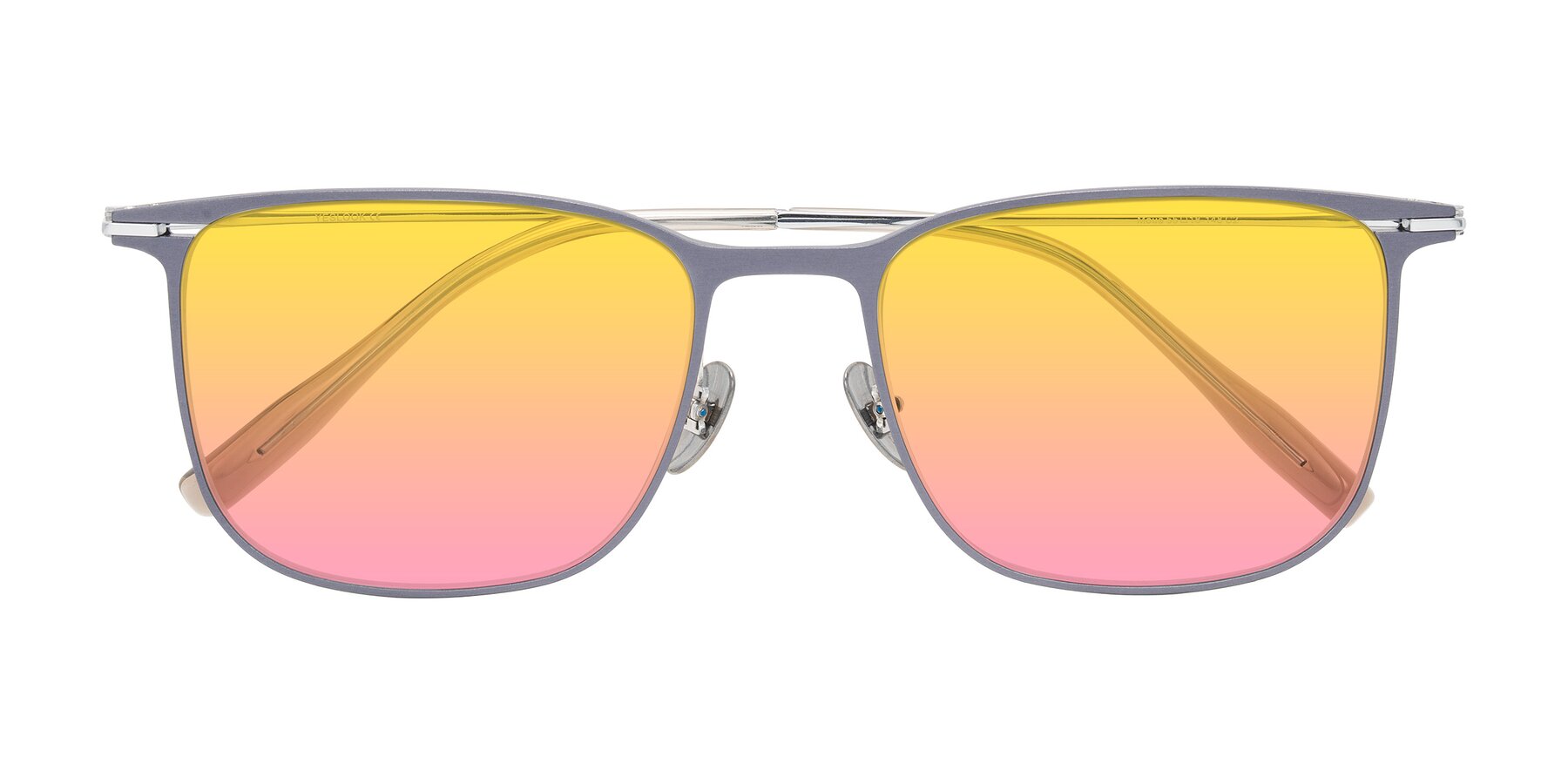 Folded Front of Moua in Gray/Silver with Yellow / Pink Gradient Lenses