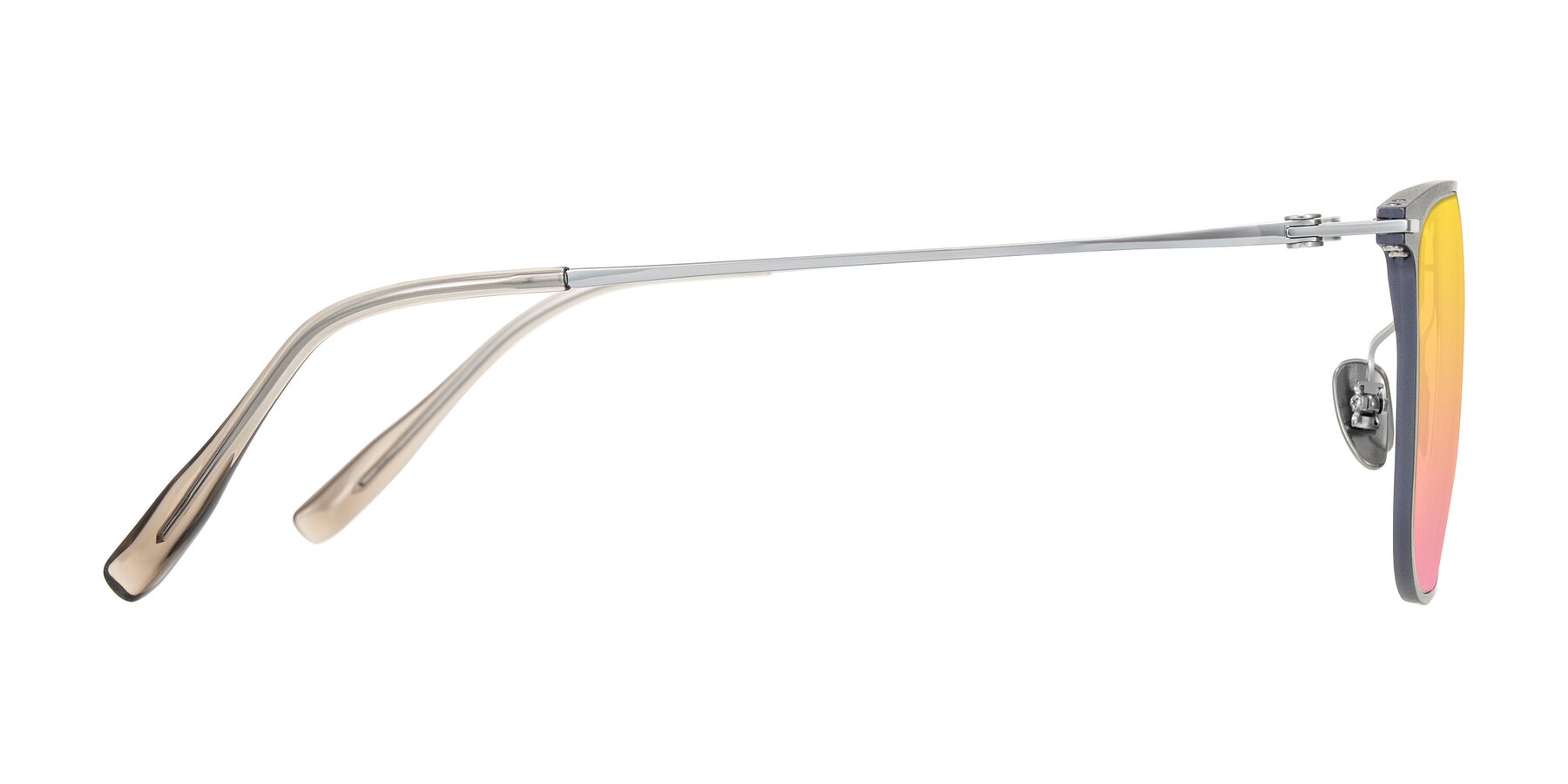 Side of Moua in Gray/Silver with Yellow / Pink Gradient Lenses