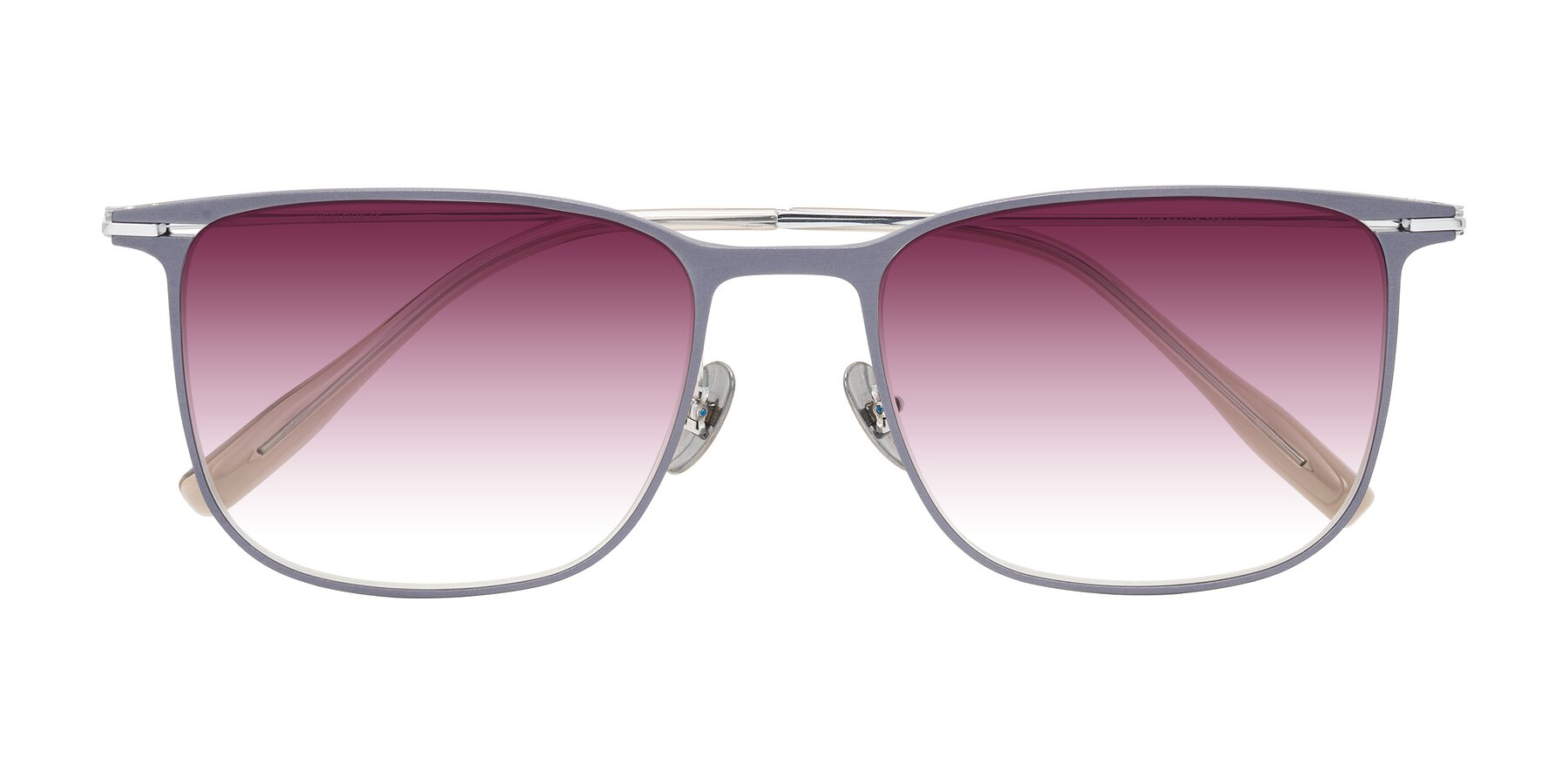 Folded Front of Moua in Gray/Silver with Wine Gradient Lenses