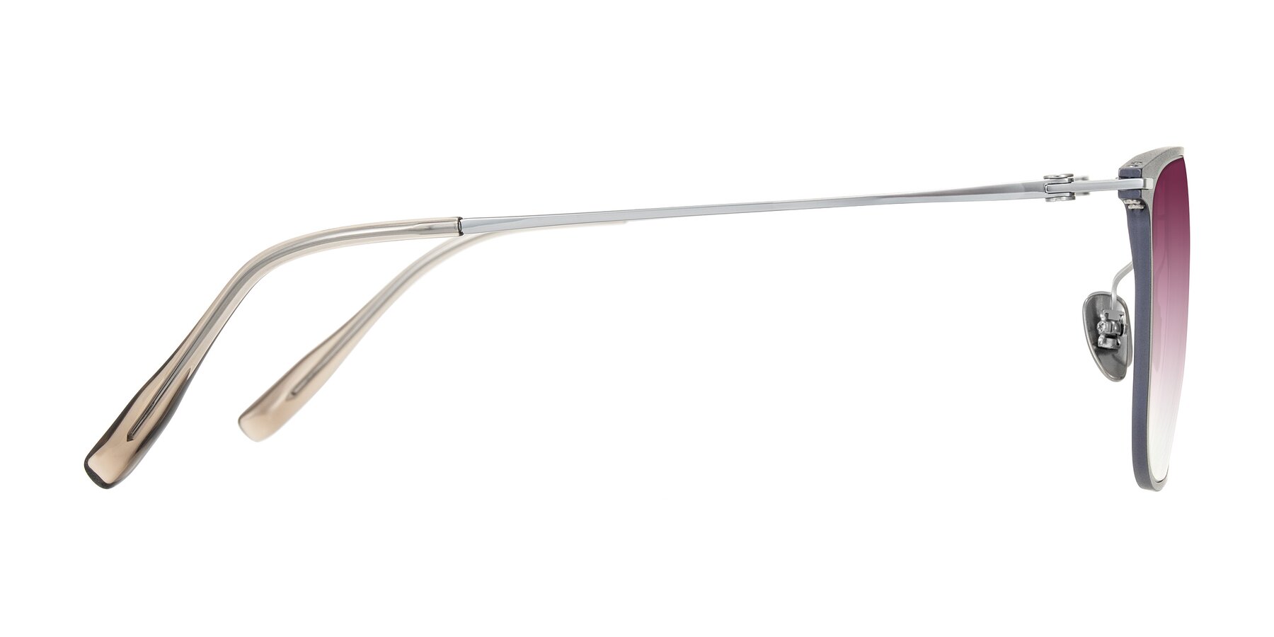 Side of Moua in Gray/Silver with Wine Gradient Lenses