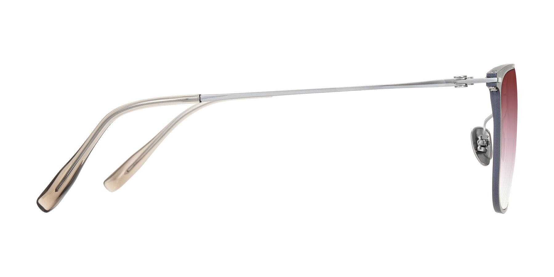 Side of Moua in Gray/Silver with Garnet Gradient Lenses