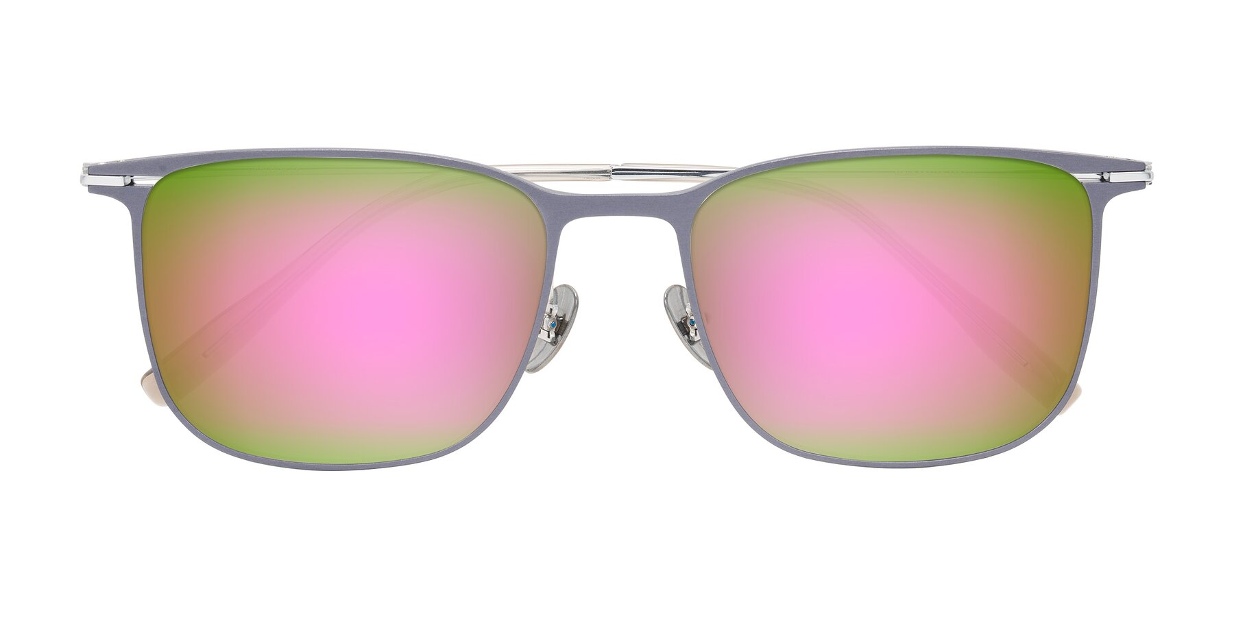 Folded Front of Moua in Gray/Silver with Pink Mirrored Lenses