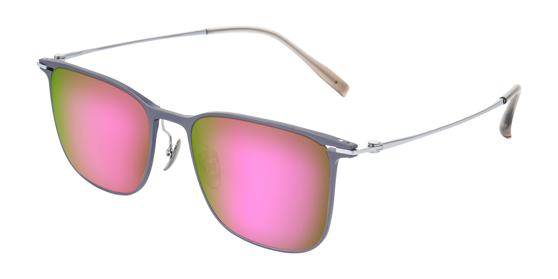 Angle of Moua in Gray/Silver with Pink Mirrored Lenses