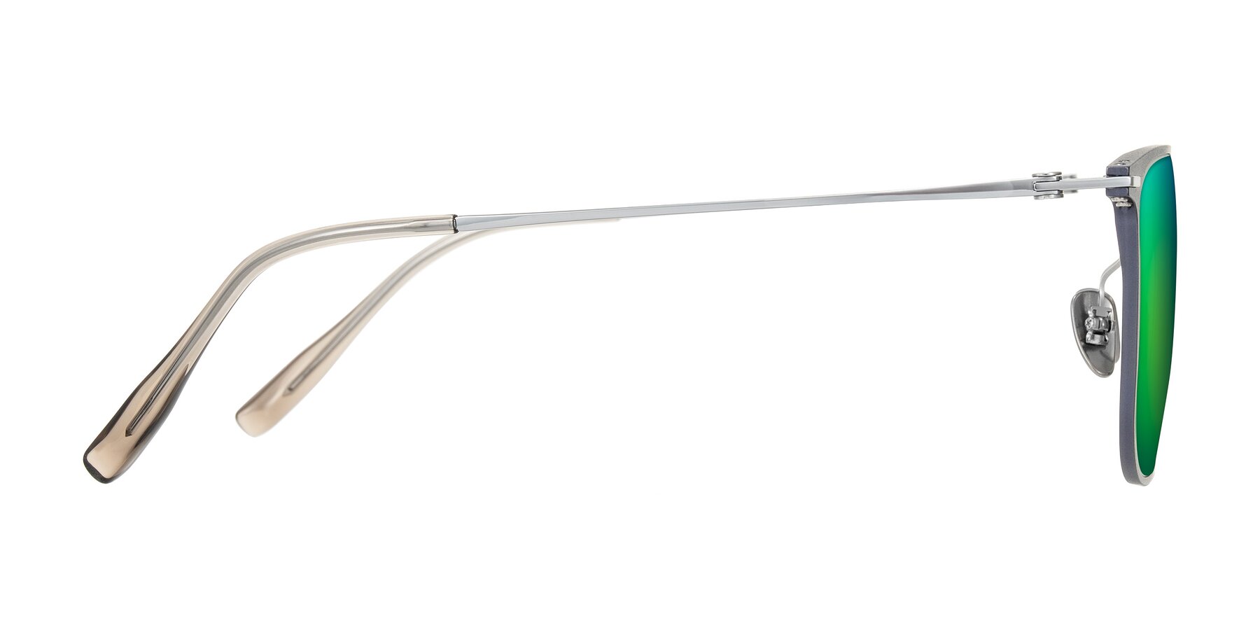 Side of Moua in Gray/Silver with Green Mirrored Lenses