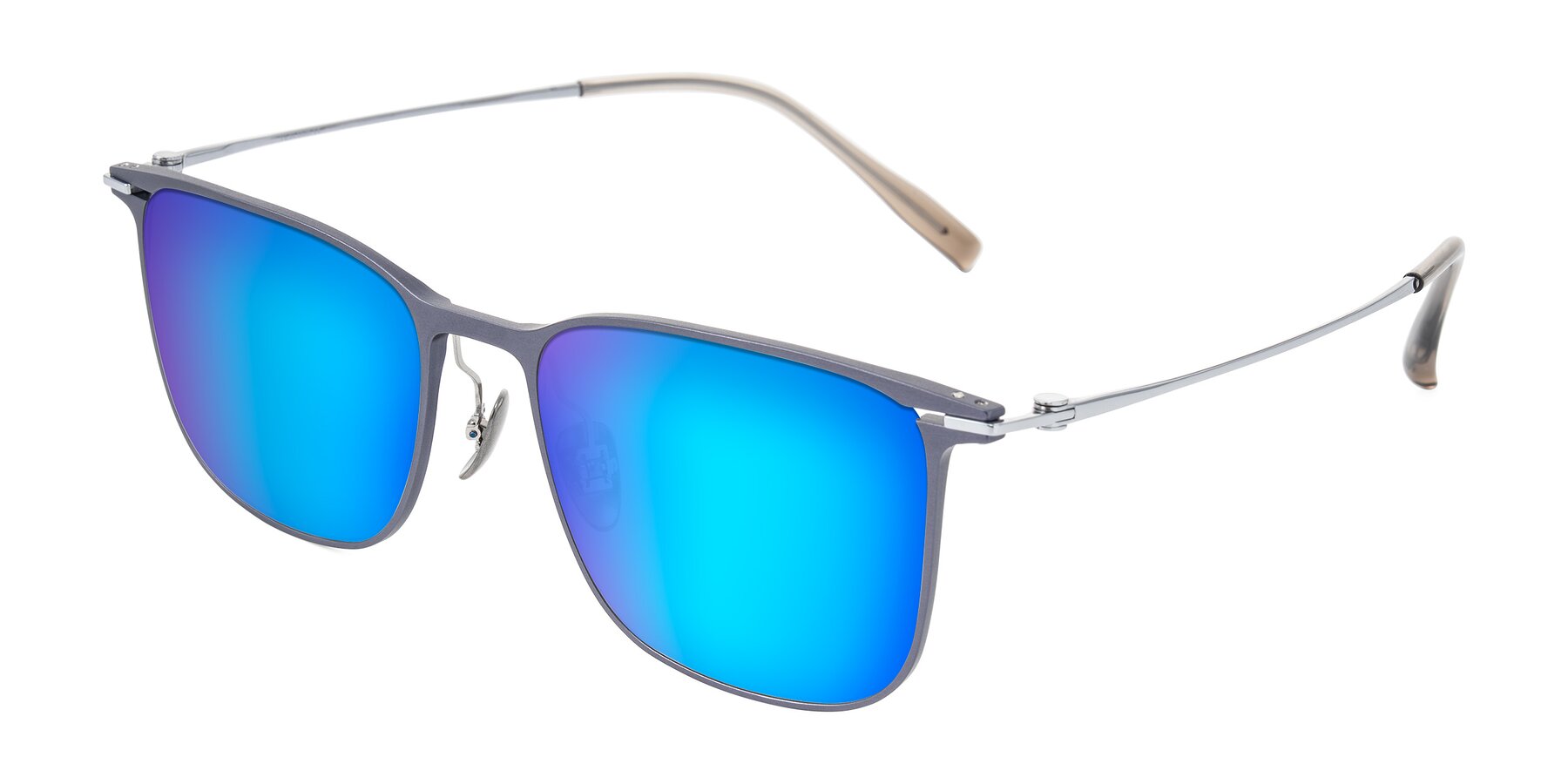 Angle of Moua in Gray/Silver with Blue Mirrored Lenses