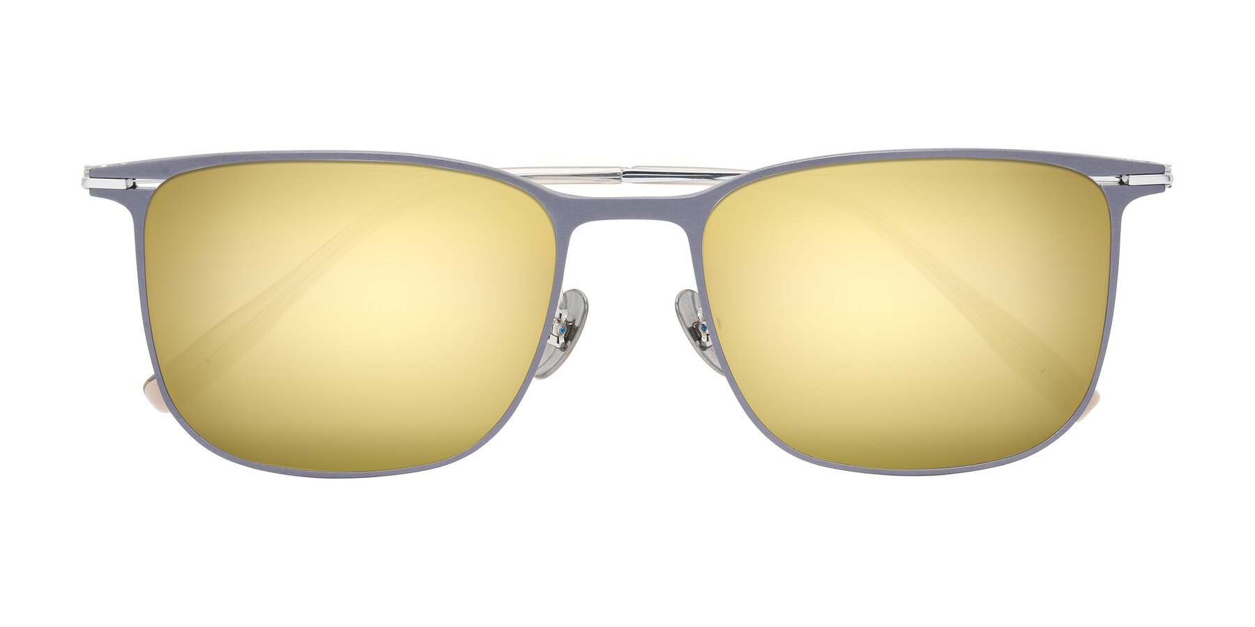 Folded Front of Moua in Gray/Silver with Gold Mirrored Lenses