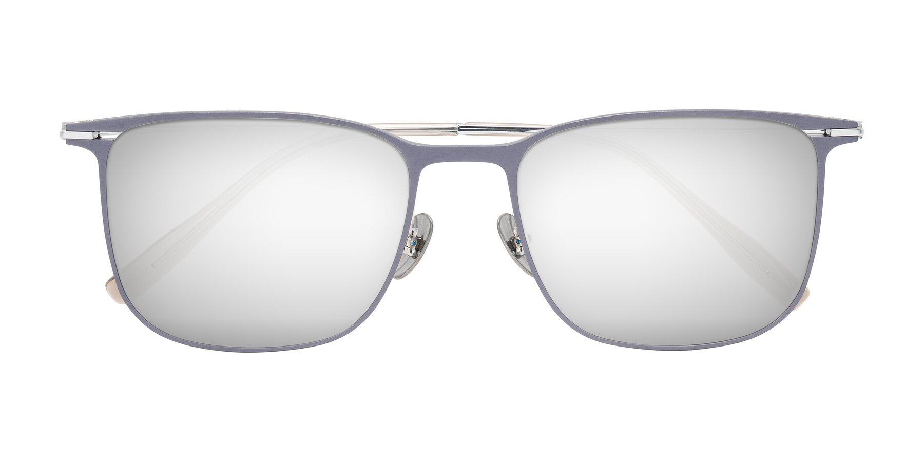 Folded Front of Moua in Gray/Silver with Silver Mirrored Lenses