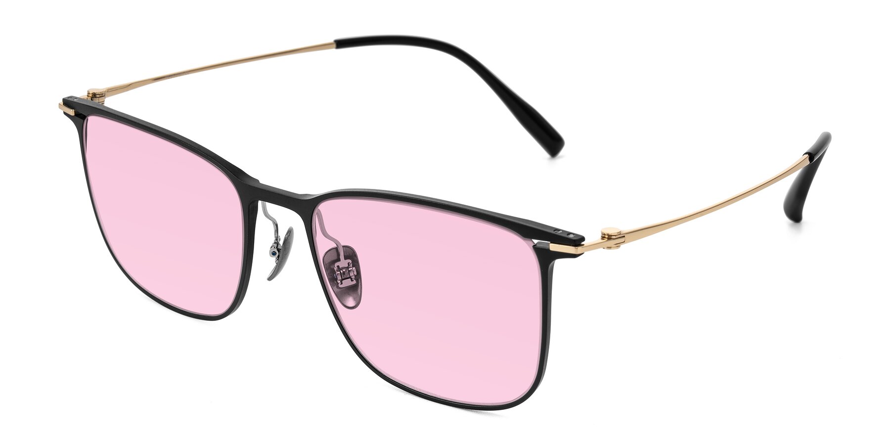 Angle of Moua in Black/Gold with Light Pink Tinted Lenses