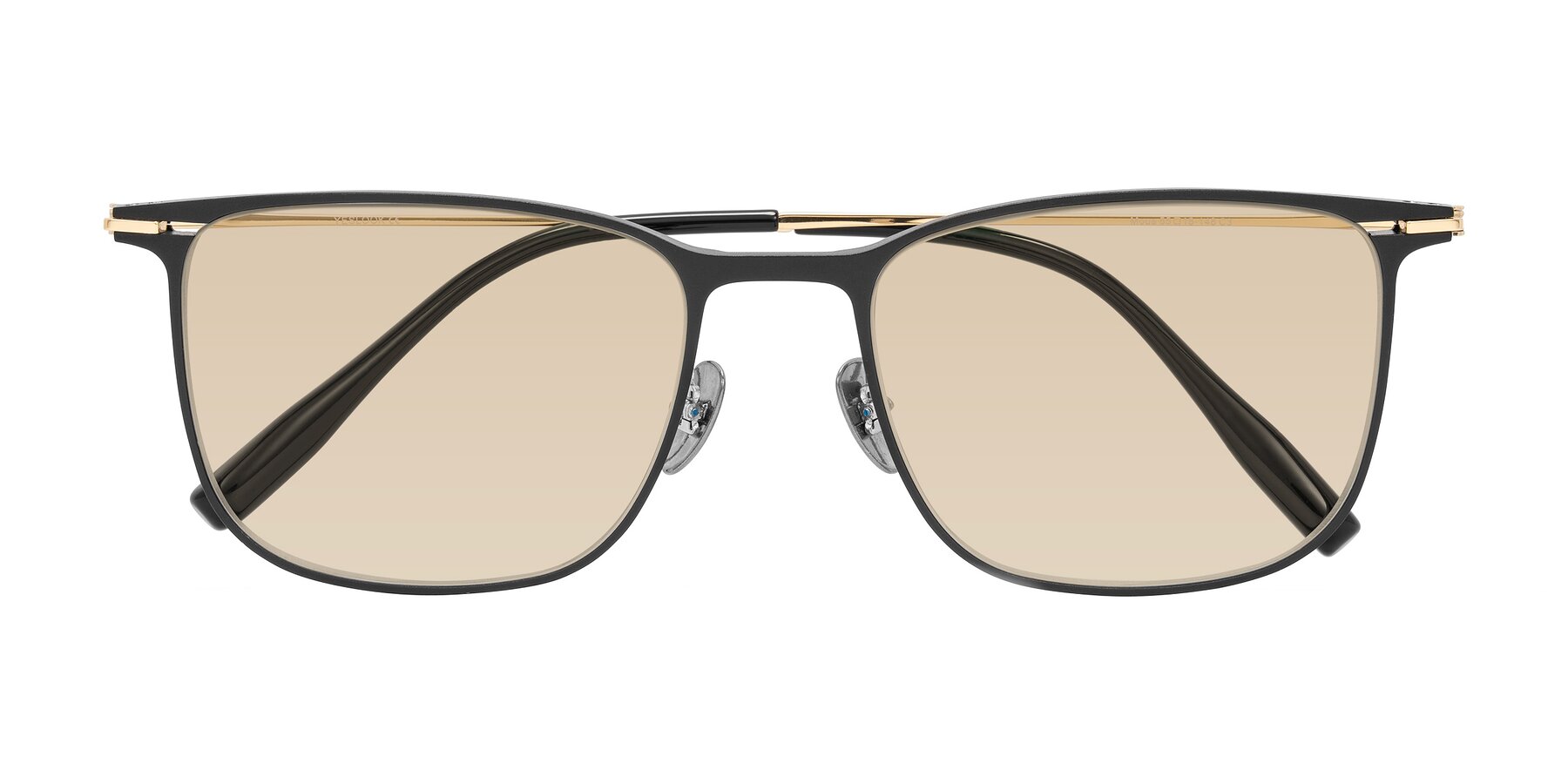 Folded Front of Moua in Black/Gold with Light Brown Tinted Lenses
