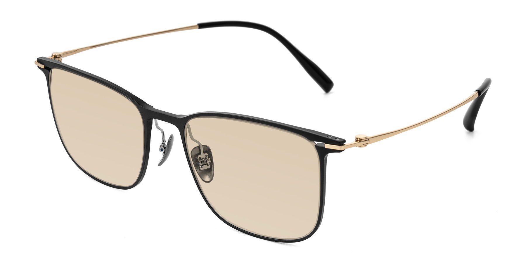 Angle of Moua in Black/Gold with Light Brown Tinted Lenses